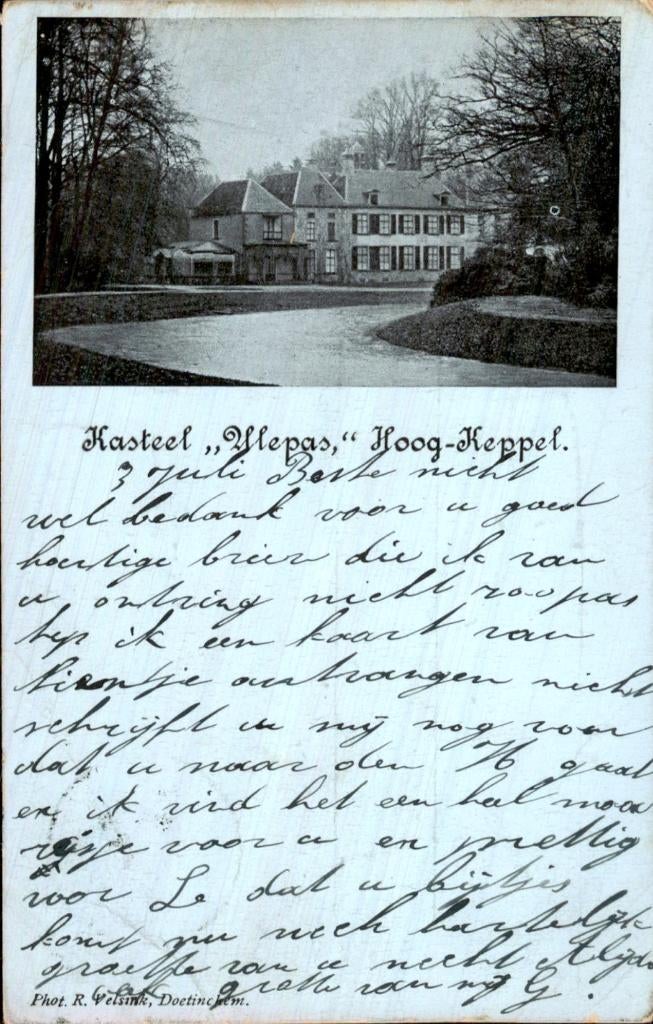 Hoog-Keppel - Kasteel Alepas - Voorgevel, Ophalen of Verzenden, Voor 1920, Gelopen, Gelderland