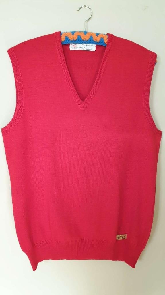 Vintage trui heren, debardeur, tank top, V hals, rood Medium, Kleding | Heren, Ophalen of Verzenden, Nieuw, Maat 48/50 (M), Rood