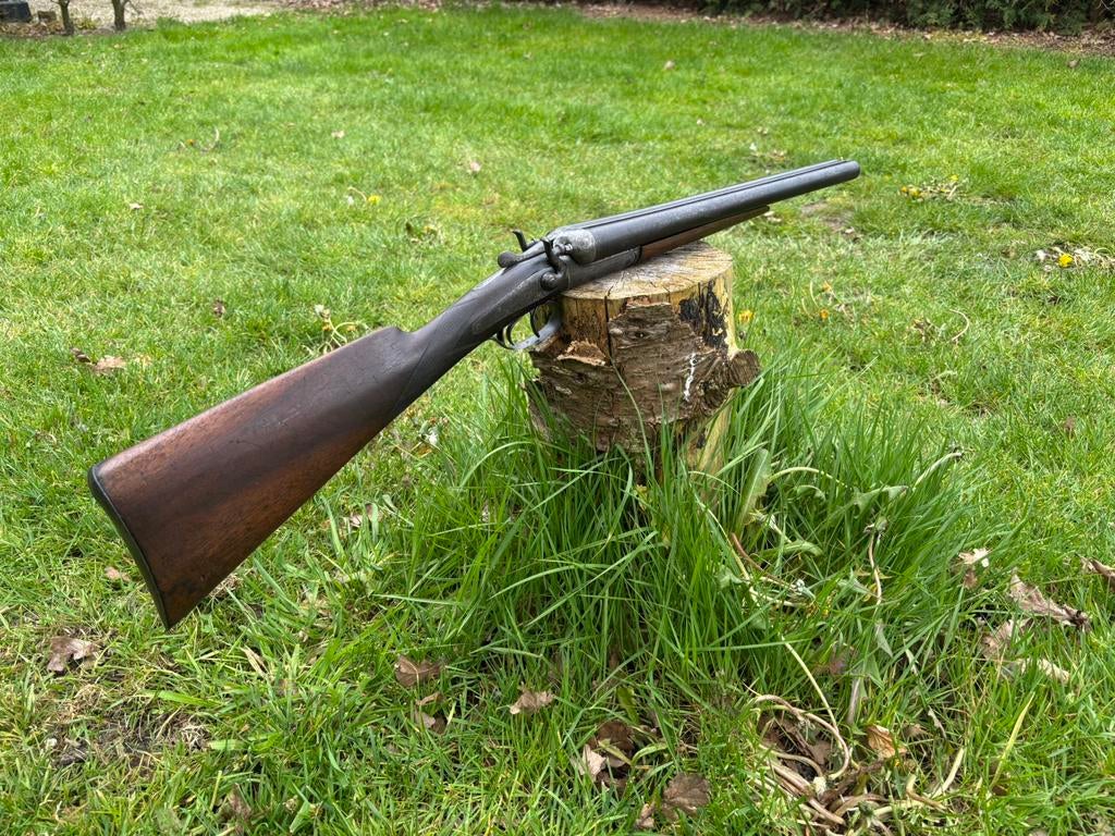 Antiek belgisch kaliber 12 toplever coachgun geweer, Ophalen of Verzenden