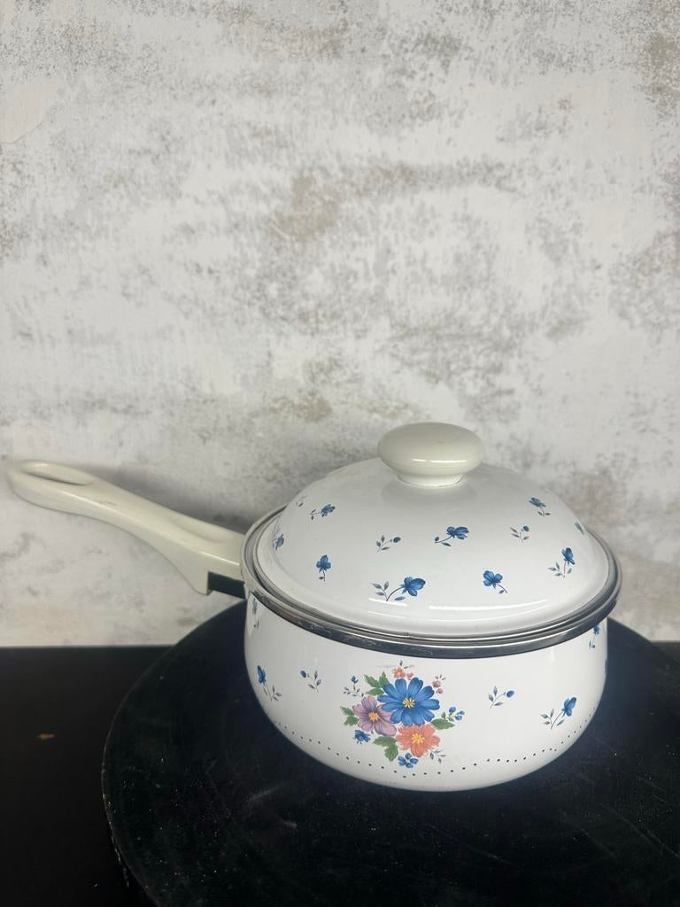 Vintage Provincial Bouquet Emaille Steelpan Jaren '80, Ophalen of Verzenden