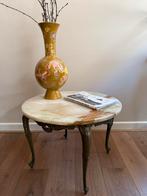 Bijzettafel vintage | onyx marmer en messing, Antiek en Kunst, Ophalen