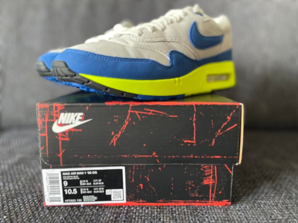 Nike Air Max 1 AM day Blie Volt, Ophalen of Verzenden, Nieuw, Overige kleuren, Sneakers of Gympen