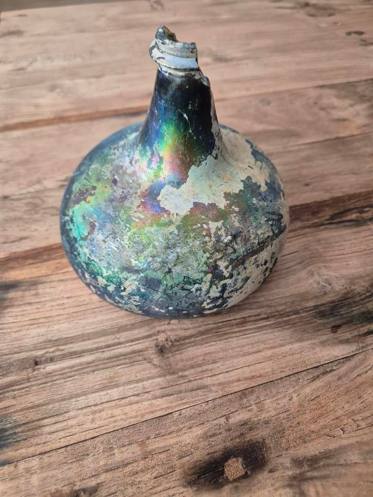 Antieke Kattekop Wijnfles / Onion Bottle - Uniek Glaswerk, Ophalen of Verzenden