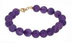 Amethist edelsteen kralen armband 18k slot goud dames retro, Voordeelsieraden, Verzenden, Zo goed als nieuw, Met edelsteen