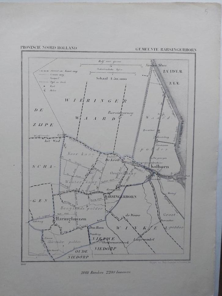 5 / Barsingerhorn Kolhorn Haringhuizen De Kreil J. Kuyper, Antiek en Kunst, Kunst | Litho's en Zeefdrukken, Ophalen of Verzenden