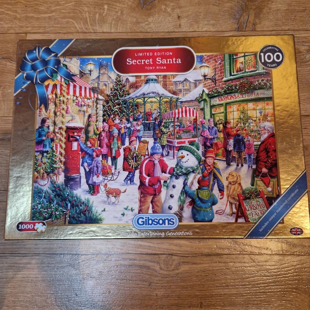 Gibson Kerstpuzzel 1000 stukjes, Ophalen of Verzenden, 500 t/m 1500 stukjes, Zo goed als nieuw
