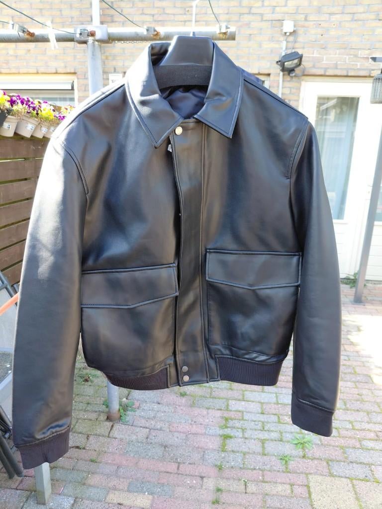 zwarte leren jas, Kleding | Heren, NEG, Zwart, Ophalen of Verzenden, Maat 56/58 (XL)