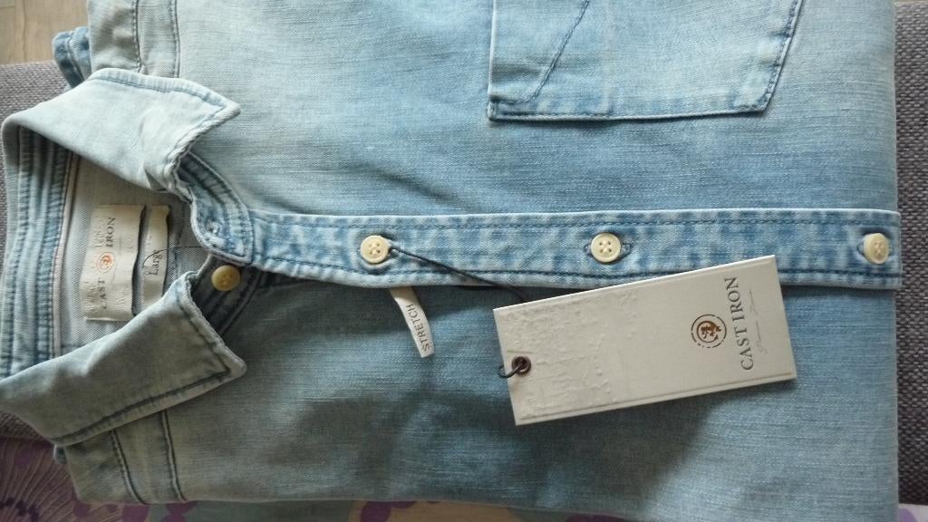 Spijkerblouse Cast Iron – L, Blauw, Nieuw, Ophalen of Verzenden, Halswijdte 41/42 (L)