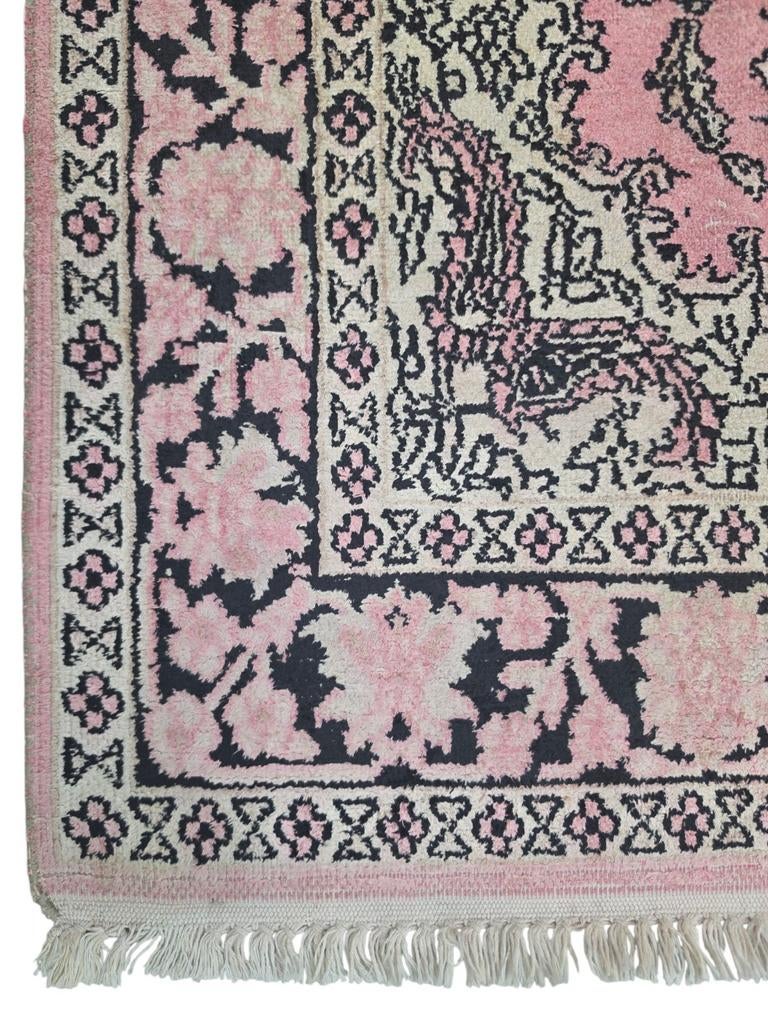 Handgeknoopt oosters Kashmir tapijt silk pink 73x123cm, Gebruikt, 100 tot 150 cm, Perzisch, Klassiek, Oosters, Onbekend