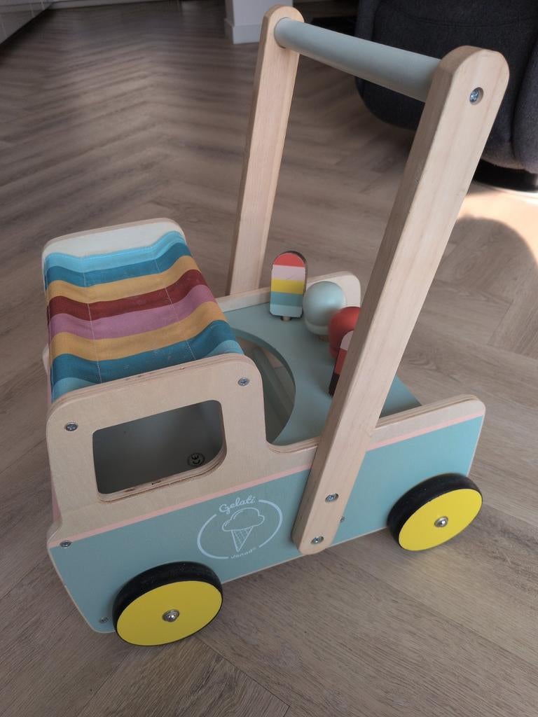 Houten loopwagen/ijscowagen Janod, Ophalen, Zo goed als nieuw, Jongen of Meisje