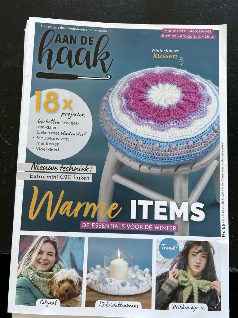 Aan de Haak Magazine Nr. 66 - Warme Items voor de Winter, Ophalen of Verzenden, Zo goed als nieuw, Haken, Patroon of Boek