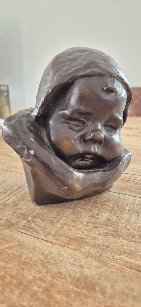 Charles van Wijk (1875-1917) sculptuur babykopje paridur, Ophalen