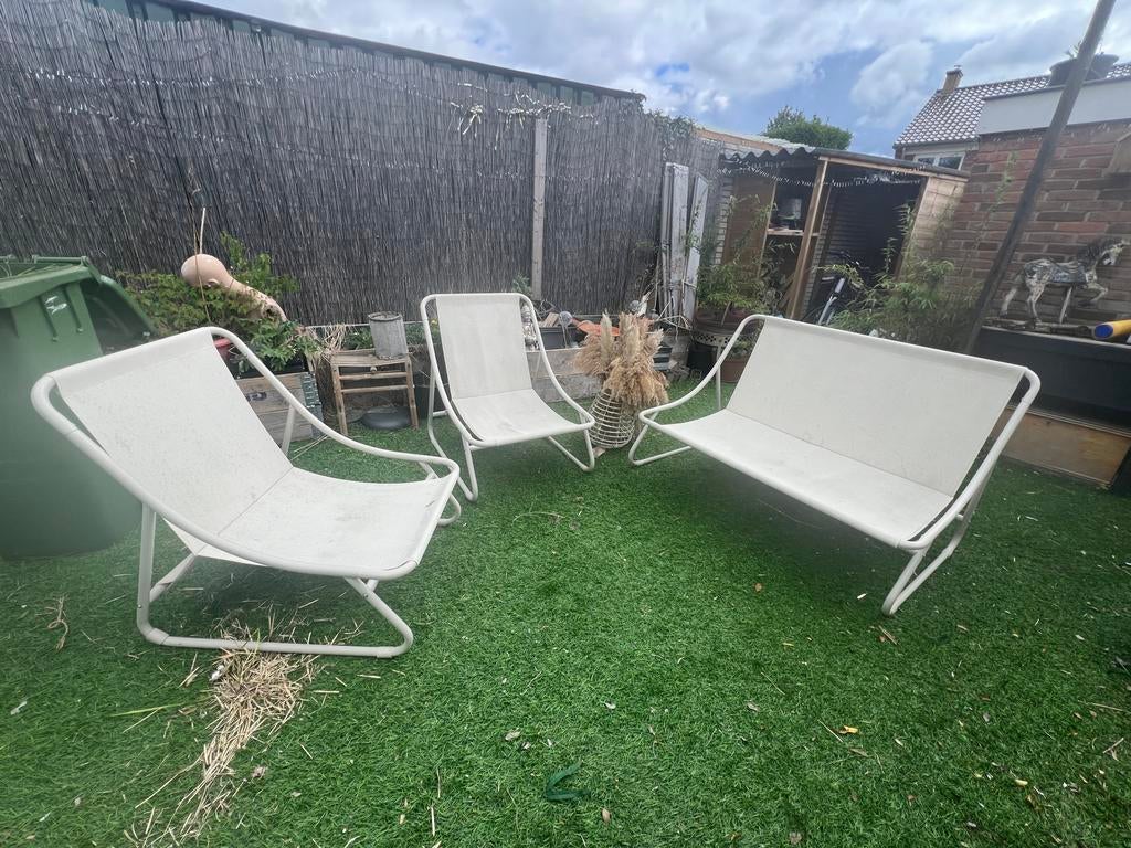 Tuinset zonder kussens - 2 stoelen en 1 bank (intratuin), Tuin en Terras, Ophalen, Gebruikt, Overige materialen, 4 zitplaatsen