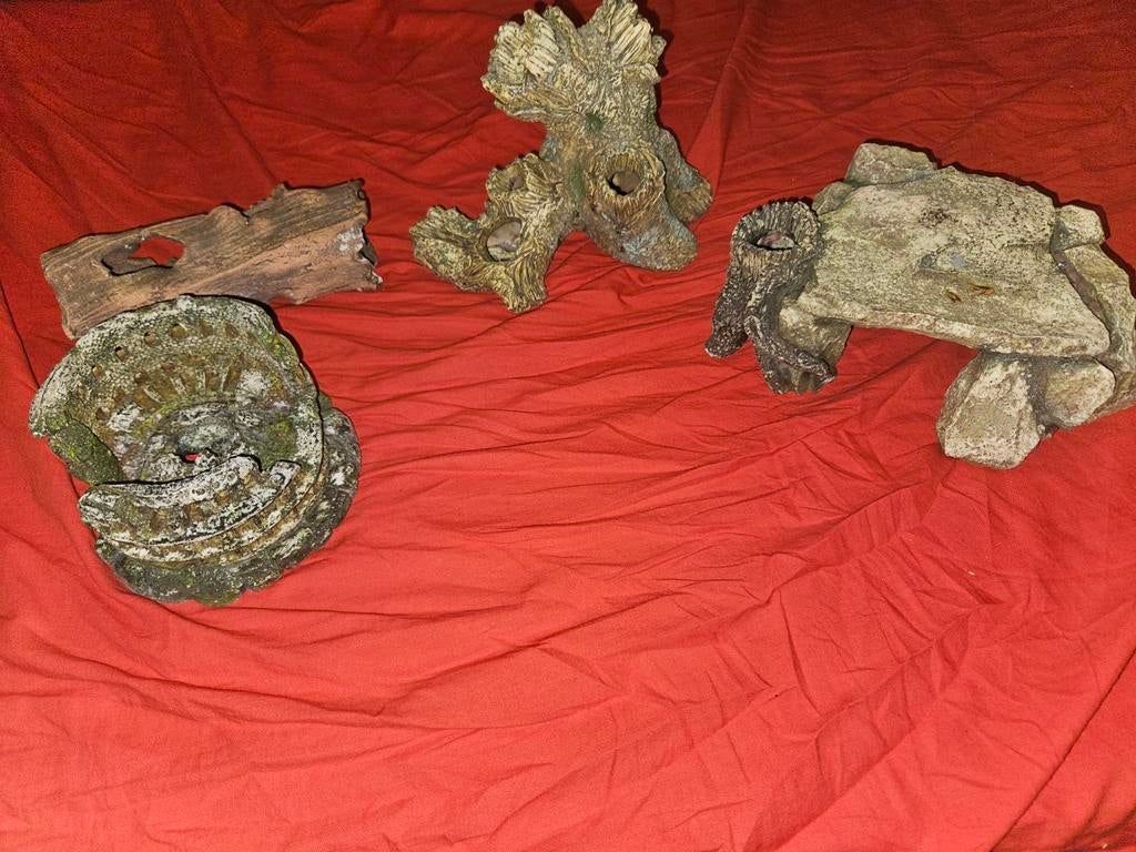 Aquarium deco 4 stuks, Dieren en Toebehoren, Ophalen, Plant(en), Steen of Hout