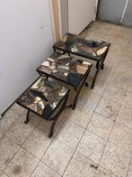 Vintage epoxy natuursteen bijzettafels, Overige materialen, Gebruikt, 55 tot 75 cm, Rechthoekig