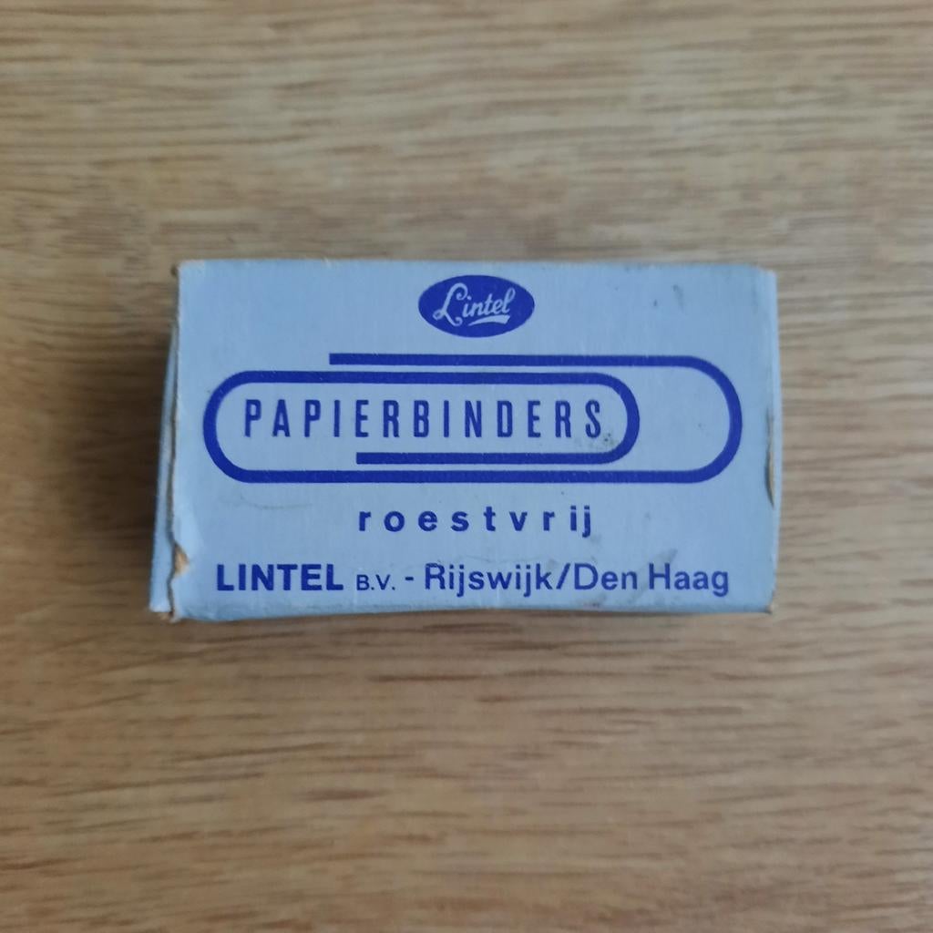 Vintage doosje Lintel papierbinders (paperclips), Ophalen of Verzenden, Gebruikt