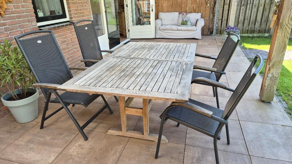 Tuinset, Tuin en Terras, Tuinsets en Loungesets, Ophalen, Gebruikt, Teakhout, 8 zitplaatsen