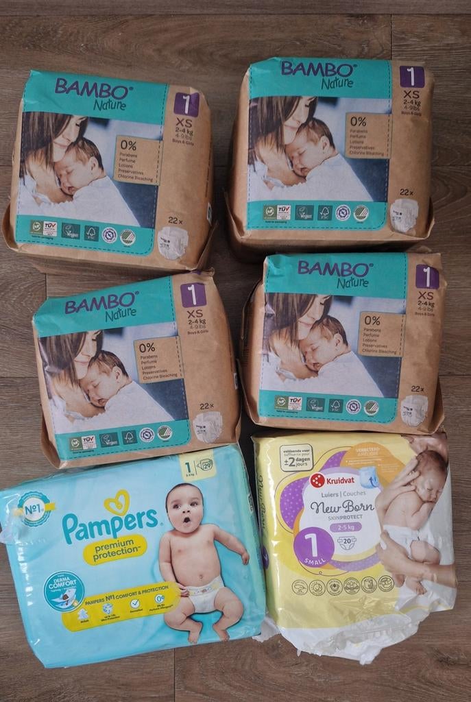 Luiers: Bamboo, Pampers, Kruidvat - Maat XS/Small, Overige merken, Autogordel, 15 t/m 36 kg, Nieuw