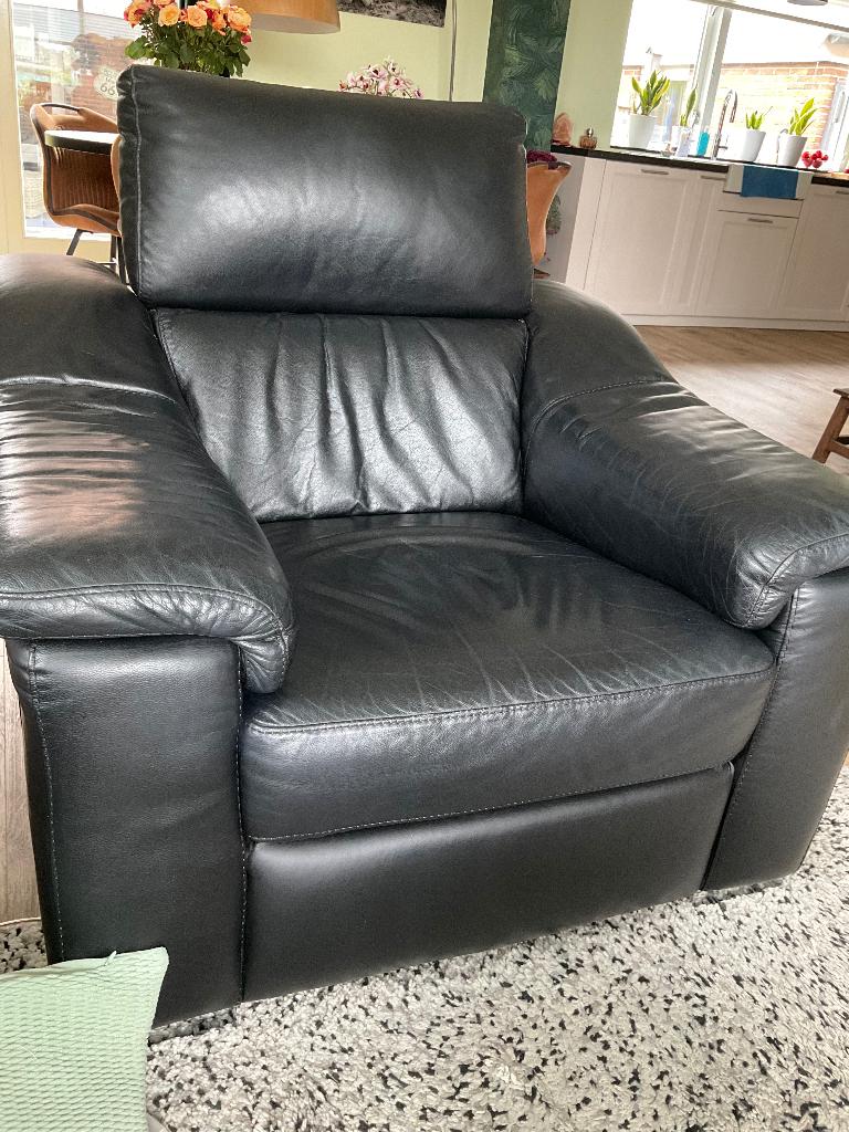 Leren elektrisch bankstel, Ophalen, Gebruikt, Rechte bank, 200 tot 250 cm