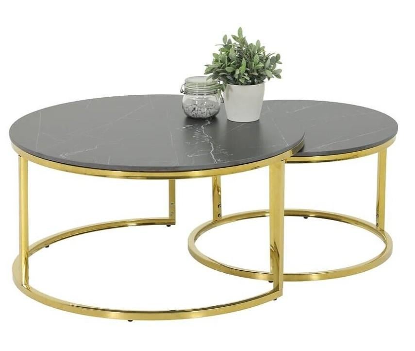 Ronde tafels. Zwart keramiek goudkleurig onderstel, Ophalen, Overige materialen, Rond, 50 tot 100 cm