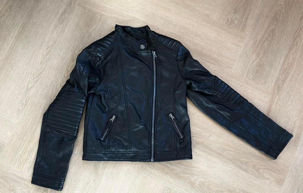 Mooi Zwart Bikerjack maat 140- Zo goed als nieuw!, Verzenden, Nieuw, Meisje, Jas