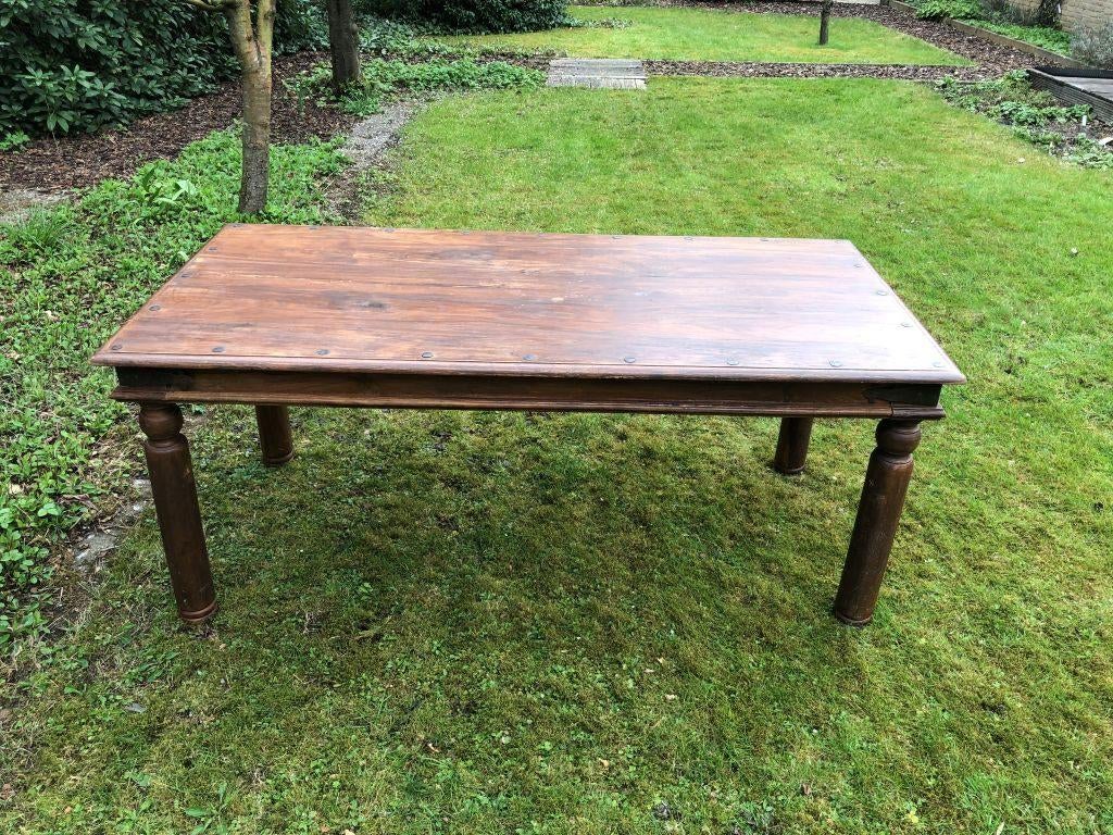mooi zware solide koloniale tafel, Huis en Inrichting, Tafels | Eettafels, Ophalen, Gebruikt, Koloniaal, Teakhout