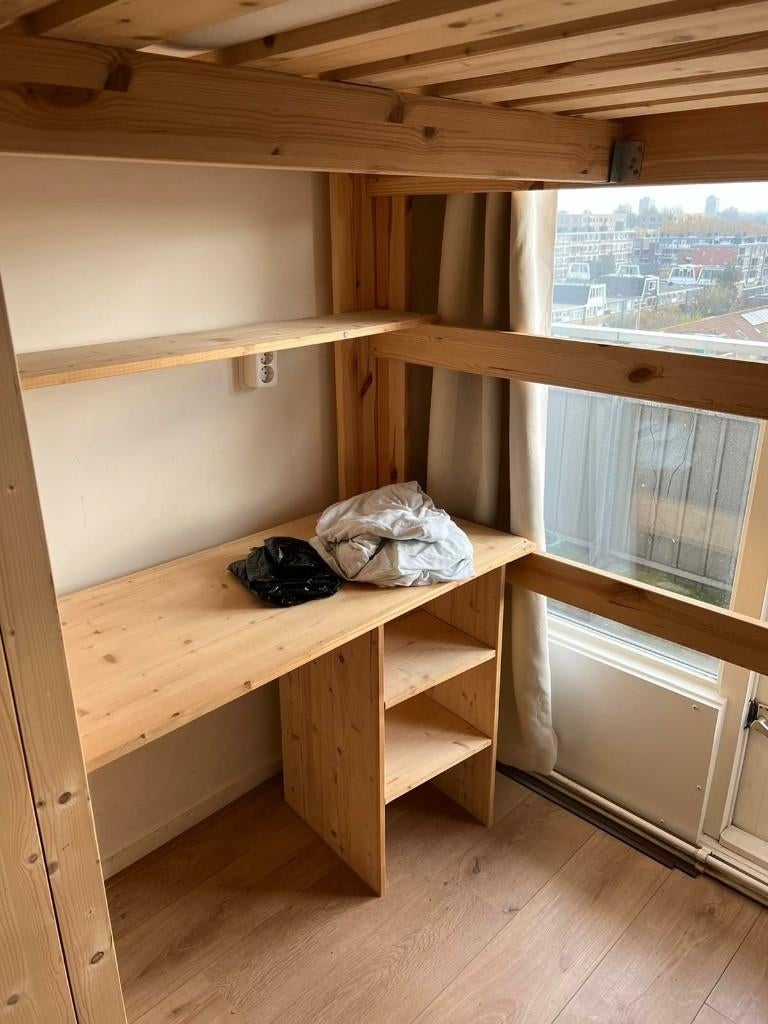 Loft bed, desk and wardrobe, Ophalen, Zo goed als nieuw, Twijfelaar, Wood