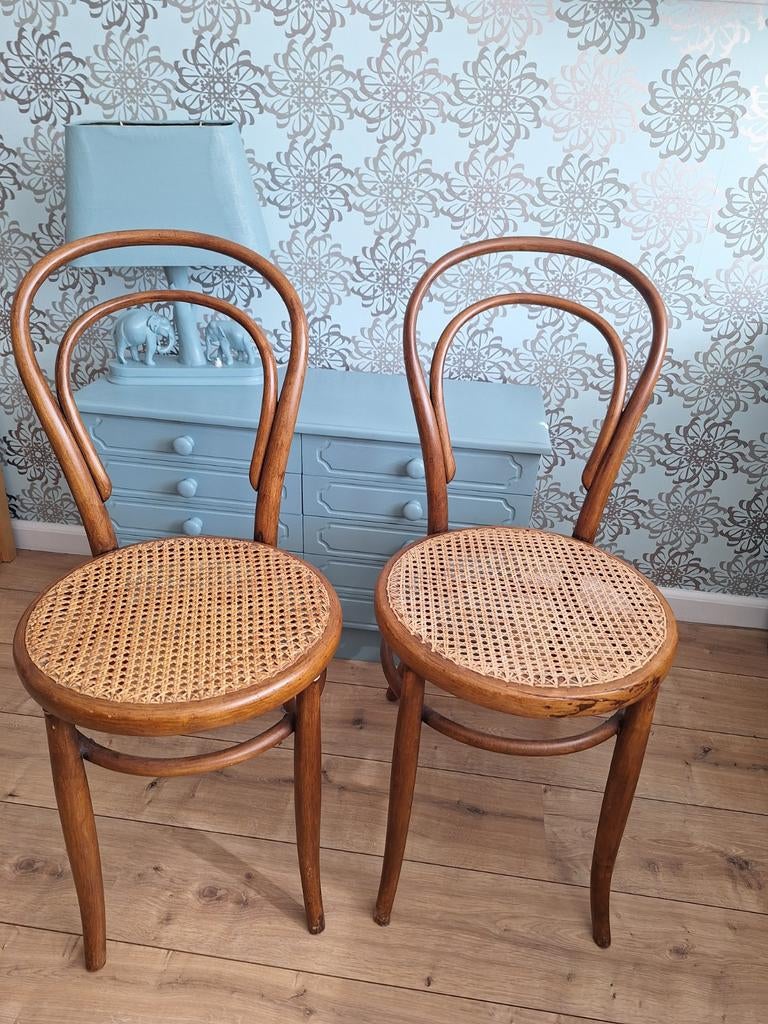 Set van 2 Thonet nr. 14 stoelen - perfecte staat, Antiek en Kunst, Ophalen