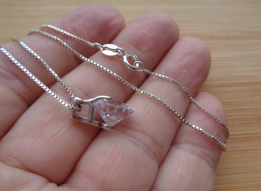 zilveren ketting met mooie kristal hanger [562], Verzenden, Zo goed als nieuw, Met kristal, Zilver