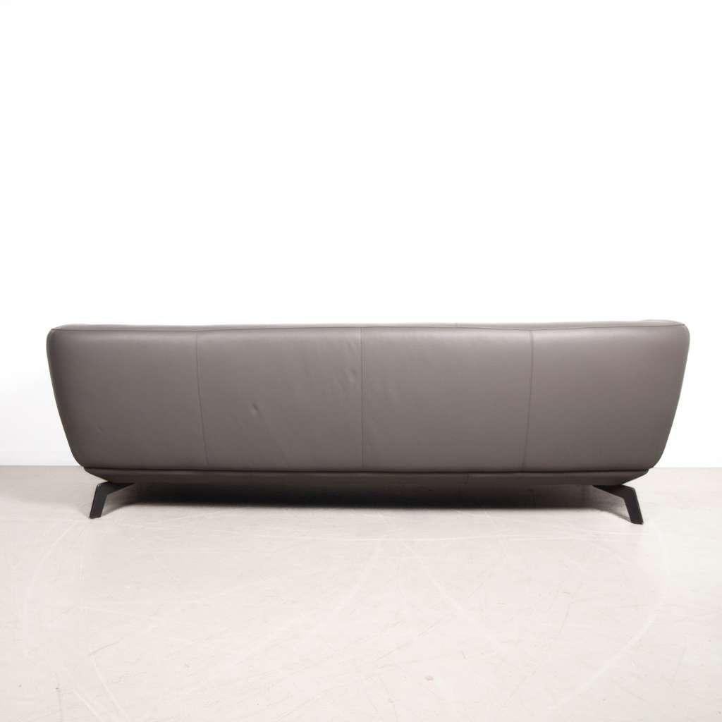 Leolux Flint 3,5-zits Bank Grijs Leer, Huis en Inrichting, Banken | Bankstellen, Niet ingevuld, Niet ingevuld, Driepersoons, Ophalen of Verzenden