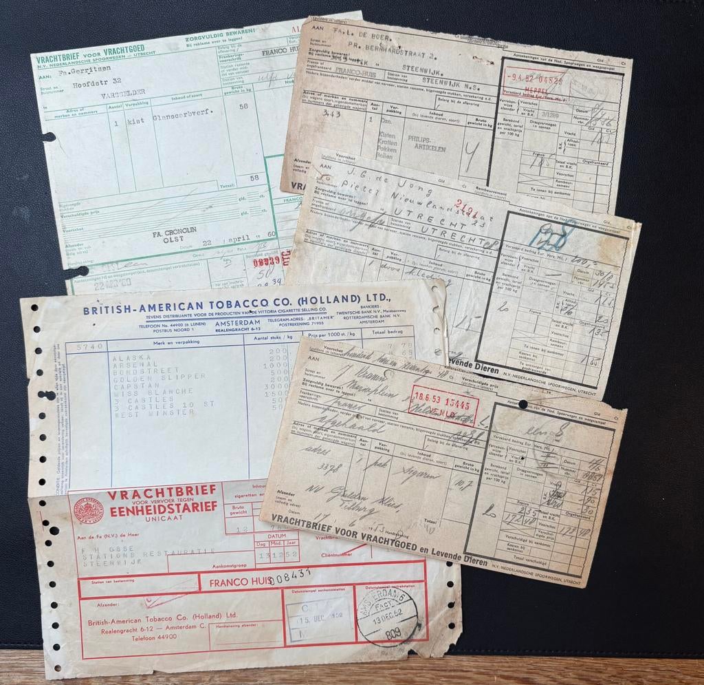 5 kleine vrachtbrieven NS (jaren 50 en 60) (1), Ophalen of Verzenden, Gebruikt, Trein