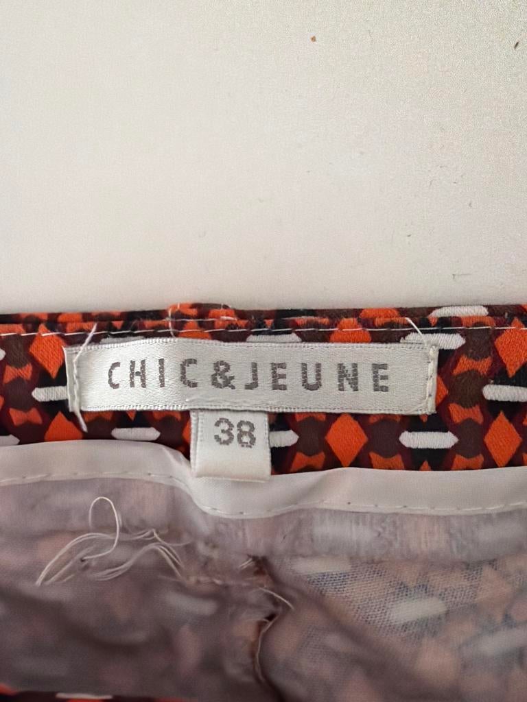 Chic & Jeune broek, maat 38, Oranje, Lang, Gedragen, Ophalen