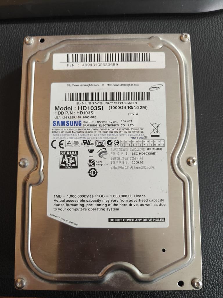 Samsung HD103SI 1TB HDD, Ophalen of Verzenden, Desktop