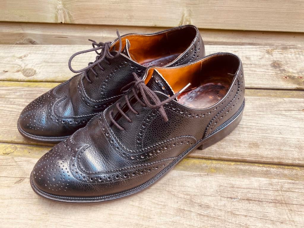 Van Bommel zwart leren brogues maat 8/42 G, Zwart, Ophalen of Verzenden, Gedragen, Veterschoenen