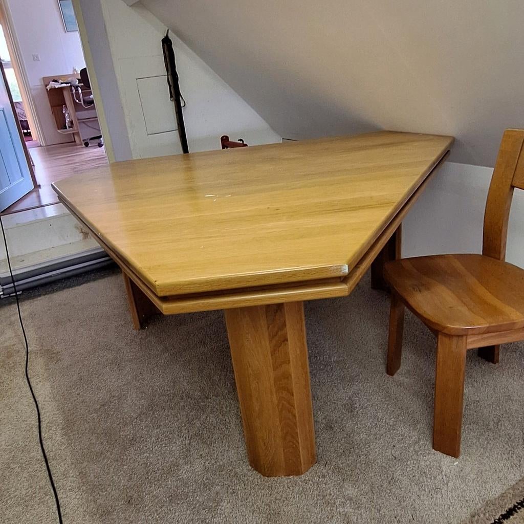 Blank eiken eettafel driehoekig, Huis en Inrichting, Tafels | Eettafels, Ophalen, Gebruikt, 100 tot 150 cm, 50 tot 100 cm