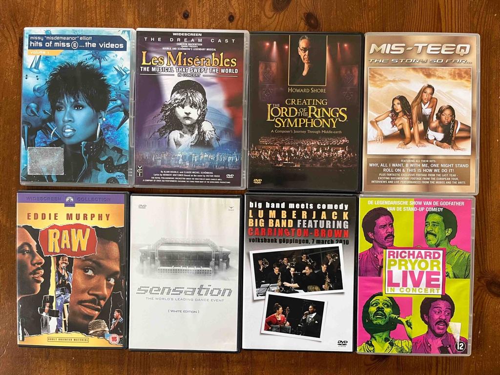 8 Muziek dvds o.a. Lord of the Rings, Les Miserables, Alle leeftijden, Ophalen of Verzenden, Gebruikt