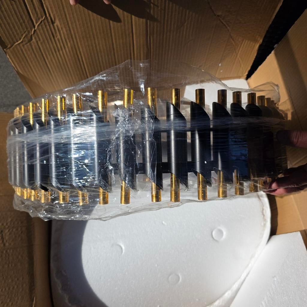 Luxe Kroonluchter Zwart Goud met Kristallen, Ophalen of Verzenden, Nieuw, Glas, Modern, Luxe, Glamour