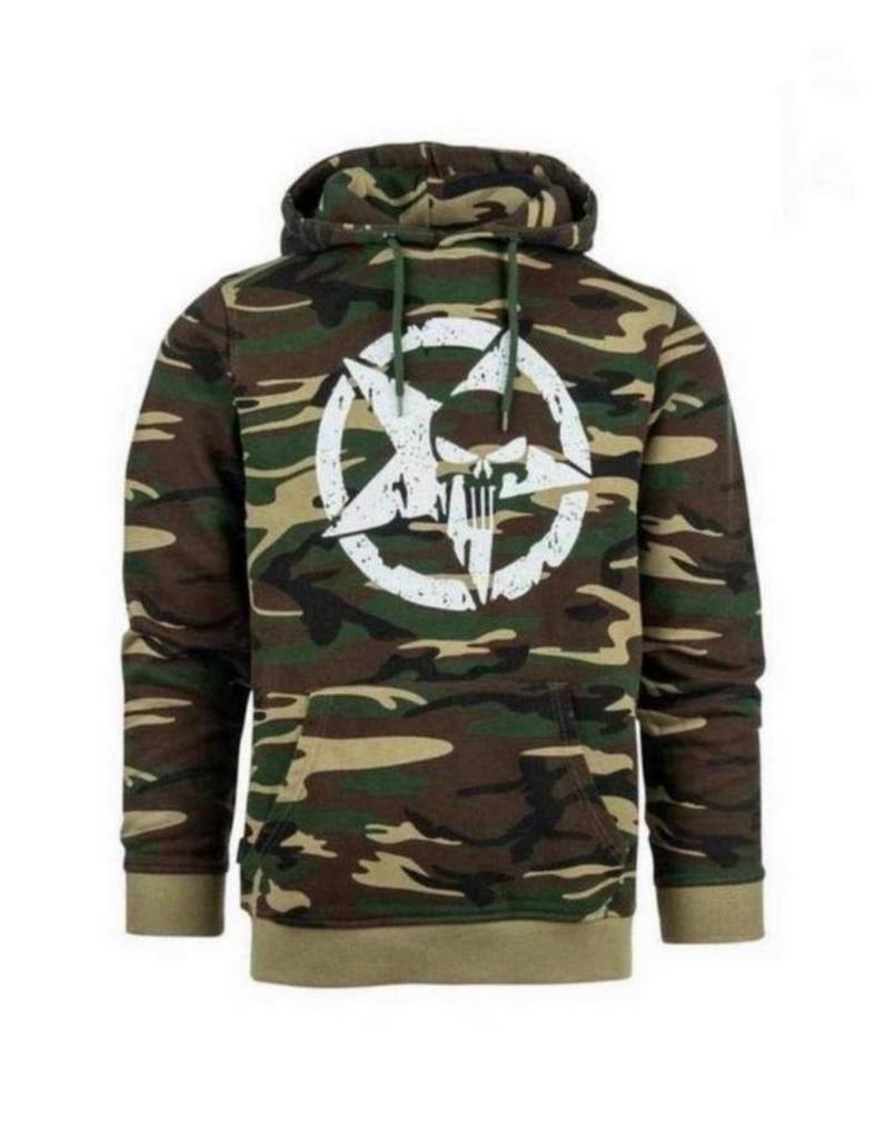 Fostex Garments Camouflage Hoodie met Punisher Logo, Ophalen of Verzenden, Nieuw, Overige maten, Groen