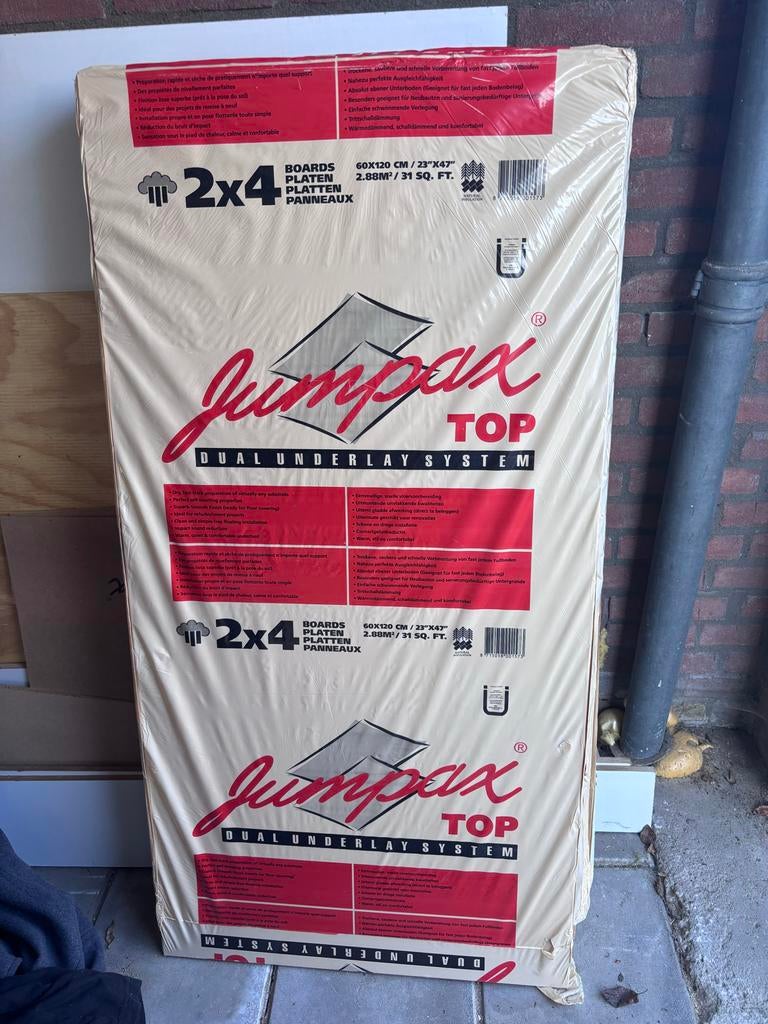 Jumpax ondervloerplaten 11,52 m² (4 pakken), Ophalen, Overige materialen, 30 cm of meer, 50 tot 150 cm