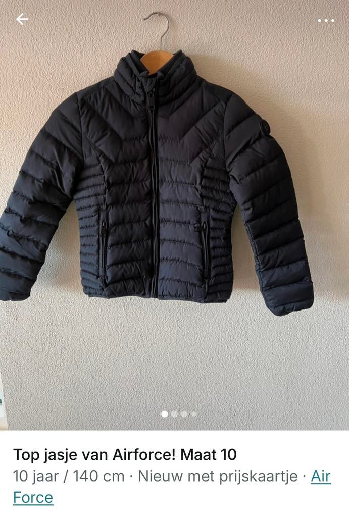 Padded jacket Airforce maat 10 Meisje, Ophalen of Verzenden, Nieuw, Meisje, Jas
