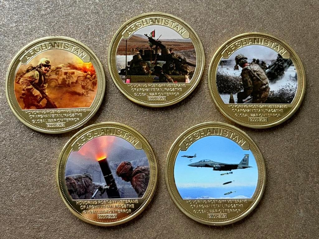 US Army collection 20 years of Afghanistan war coins, Ophalen of Verzenden, Landmacht, Amerika, Embleem of Badge