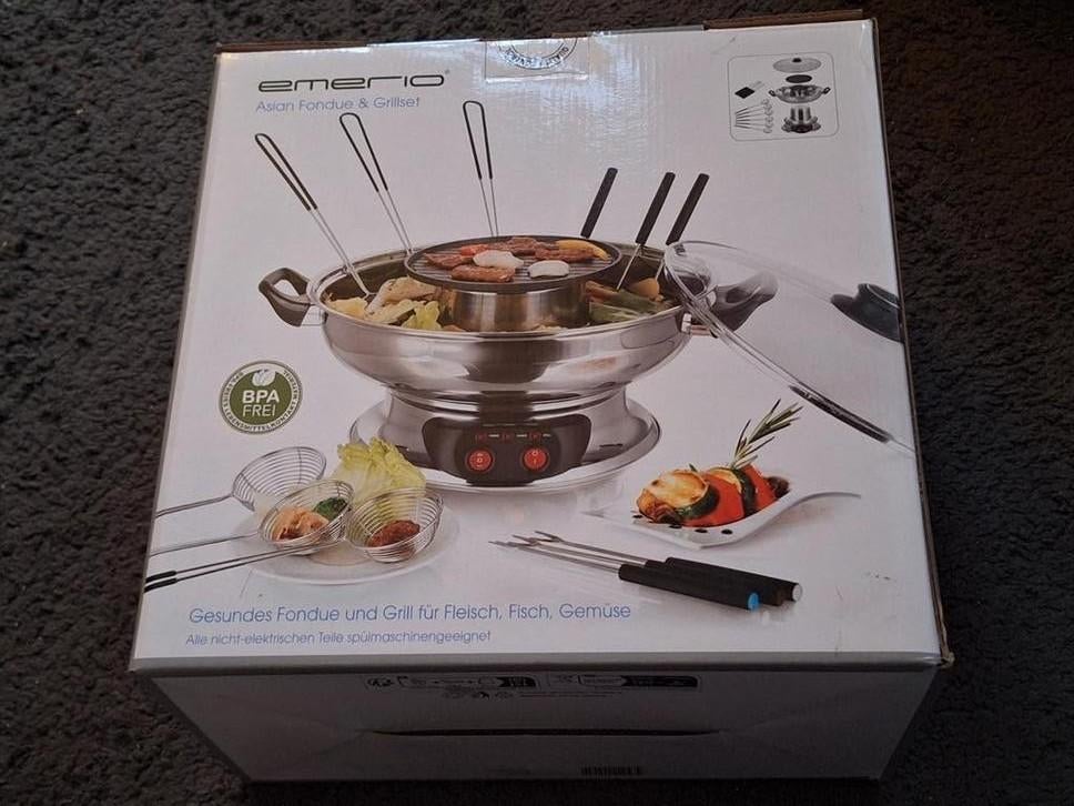 Emerio 2-in-1 HotPot fondue en grill, Ophalen of Verzenden, Zo goed als nieuw, Elektrisch, Fondueset