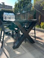 Mooie tuintafel/eettafel incl. 4 stoelen, Ophalen, Gebruikt, Rechthoekig, Hout