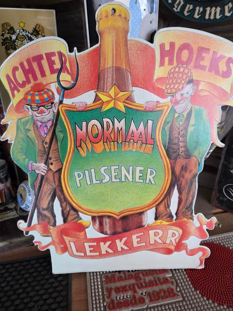 Vintage Normaal Pilsener Reclamebord - Achterhoek Bier, Ophalen of Verzenden, Gebruikt, Reclamebord