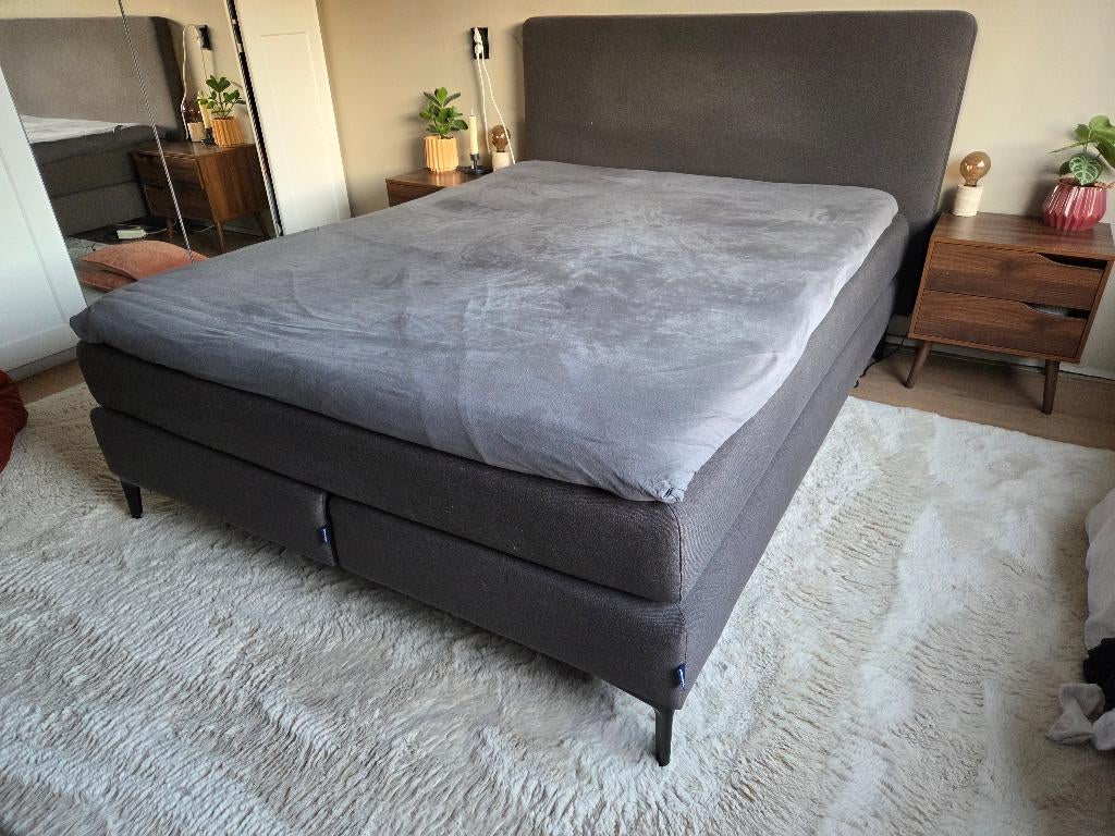 Karlsson 160x210 boxspring antraciet, Huis en Inrichting, Slaapkamer | Boxsprings, Ophalen, Modern antraciet, 210 cm, Tweepersoons