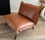 Leren fauteuil in cognac kleur, Ophalen, Gebruikt, 50 tot 75 cm, Leer