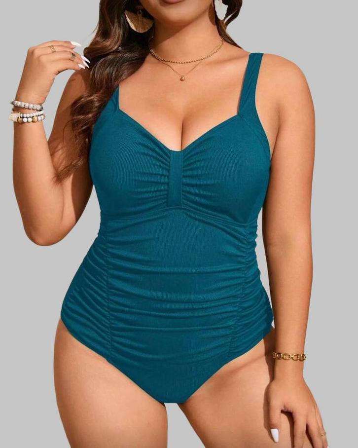 Badpak Birgit Petrolblauw (44-52), Kleding | Dames, Grote Maten, Nieuw, Lingerie of Zwemkleding, Blauw, Verzenden