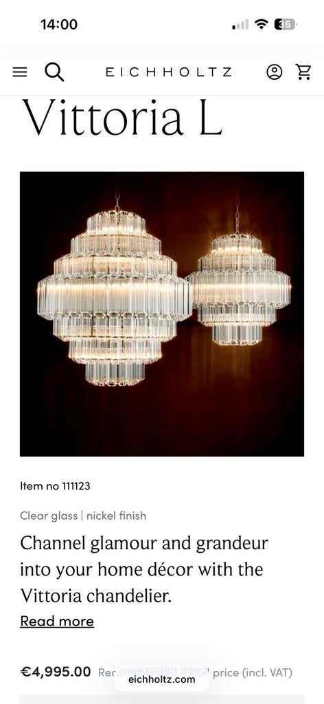 Eichholtz Vittoria L chandelier, Huis en Inrichting, Lampen | Kroonluchters, Ophalen, Zo goed als nieuw