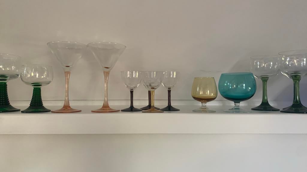 Vintage gekleurde glazen Roemer  luminarc 19 stuks, Ophalen, Zo goed als nieuw, Overige typen