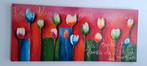 Schilderij gekleurde tulpen, Ophalen of Verzenden, Schilderij